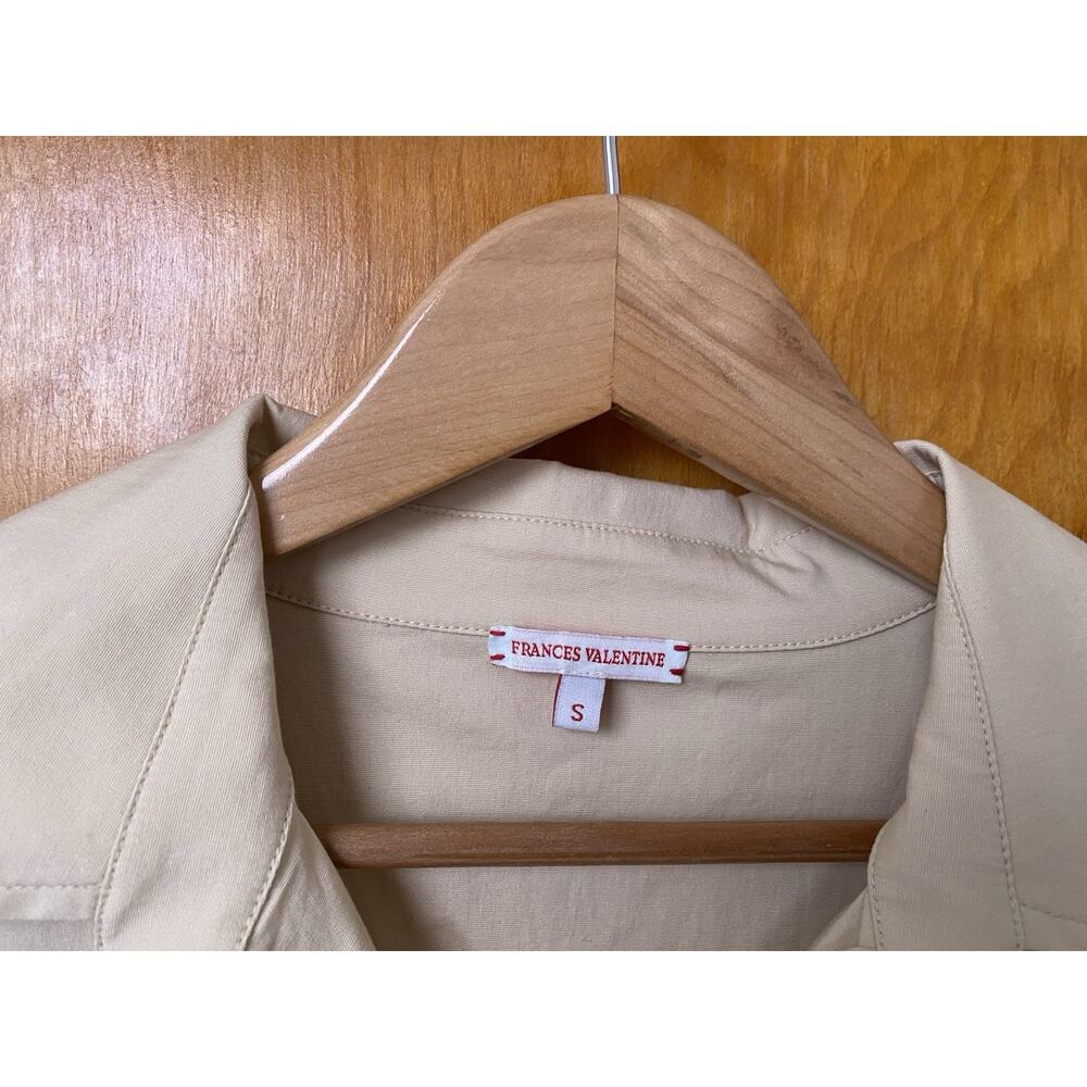Frances Valentine Bella Khaki Shirt Dress Size S Office Tie Waist Beige Classic - Picture 5 of 7